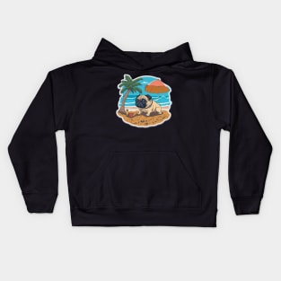 Pug on vacation Kids Hoodie